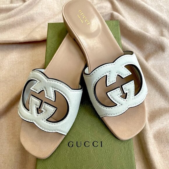 Gucci Shoes - NWT Gucci Sandal Slides in Salvy Green Suede - Size EU 37.5 / US 7.5